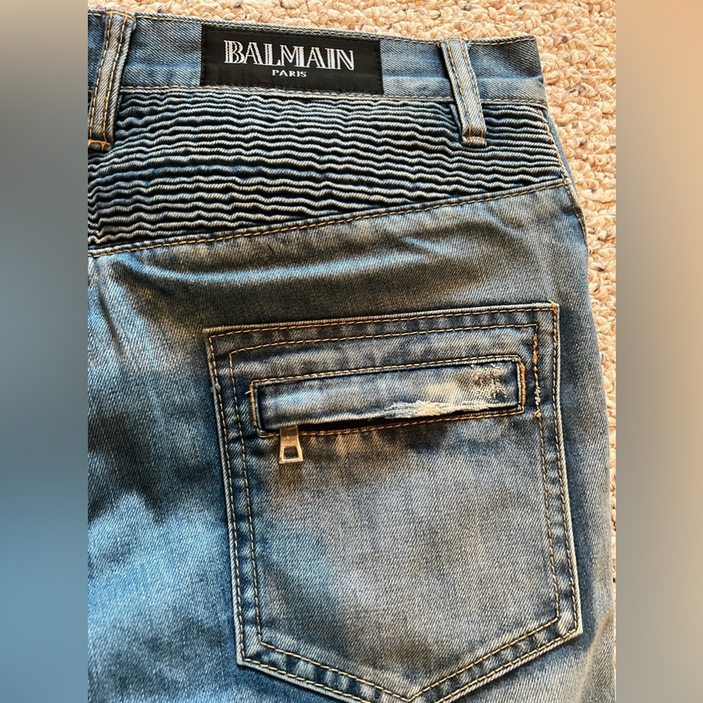 Mens Balmain Biker Jeans 32/32 - Picture 8 of 11
